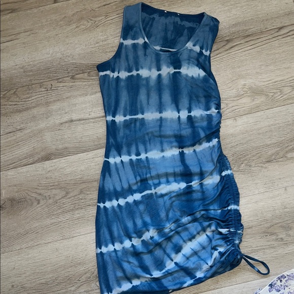 Blue Tie-Dye Sleeveless Dress - Picture 1 of 5